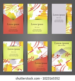 Minimal vector covers set. Artistic painted design set. Abstract pattern background. Eps10. Can be use for journal, composition, cover, book, certificate, card, flyer, visiting cards
