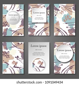 Minimal vector covers set. Artistic painted design set. Abstract pattern background. Eps10. Can be use for journal, composition, cover, book, certificate, card, flyer, visiting cards