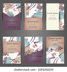 Minimal vector covers set. Artistic painted design set. Abstract pattern background. Eps10. Can be use for journal, composition, cover, book, certificate, card, flyer, visiting cards