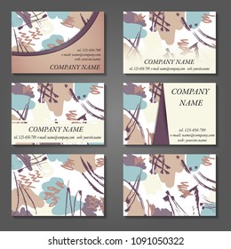 Minimal vector covers set. Artistic painted design set. Abstract pattern background. Eps10. Can be use for journal, composition, cover, book, certificate, card, flyer, visiting cards