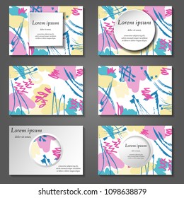 Minimal vector covers set. Artistic painted design set. Abstract pattern background. Eps10. Can be use for journal, composition, cover, book, certificate, card, flyer, visiting cards