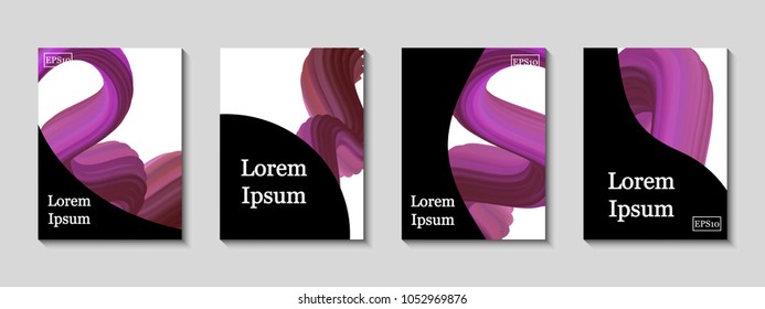 Minimal vector covers set. Future geometric line design set. Abstract gradient pattern background. Eps10. Can be use for journal, composition, cover, book, certificate, card, flyer
