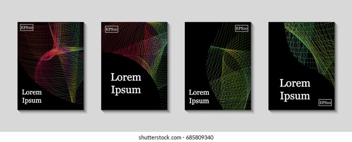 Minimal vector covers set. Future geometric line design set. Abstract gradient pattern background. Eps10. Can be use for journal, composition, cover, book, certificate, card, flyer