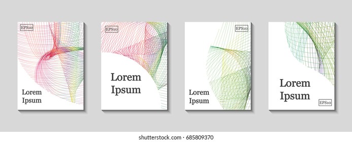 Minimal vector covers set. Future geometric line design set. Abstract gradient pattern background. Eps10. Can be use for journal, composition, cover, book, certificate, card, flyer