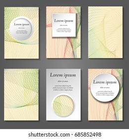 Minimal vector covers set. Future geometric line design set. Abstract gradient pattern background. Eps10. Can be use for journal, composition, cover, book, certificate, card, flyer