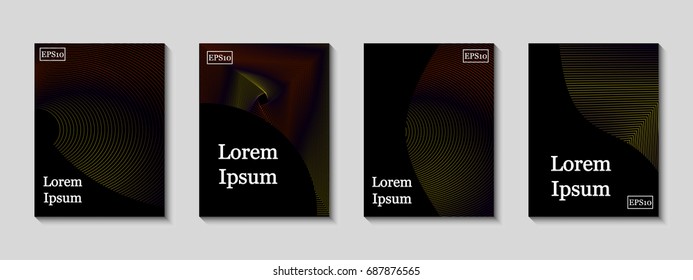 Minimal vector covers set. Future geometric line design set. Abstract gradient pattern background. Eps10. Can be use for journal, composition, cover, book, certificate, card, flyer