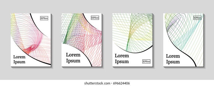 Minimal vector covers set. Future geometric line design set. Galaxy abstract gradient pattern background. Eps10. Can be use for journal, composition, cover, book, certificate, card, flyer