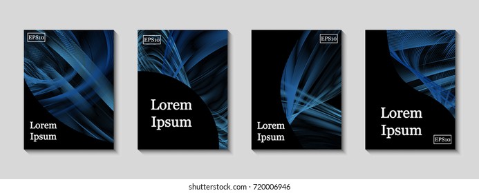 Minimal vector covers set. Future geometric line design set. Abstract gradient pattern background. Eps10. Can be use for journal, composition, cover, book, certificate, card, flyer