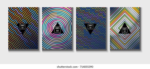 Minimal vector covers set. Gradient glow poster template, geometric halftone banner. Futuristic neon gradient glitch background, minimal covers abstract shapes, hipster pattern. Modern A4 cover design