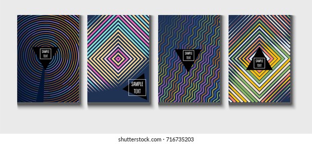 Minimal vector covers set. Gradient glow poster template, geometric halftone banner. Futuristic neon gradient glitch background, minimal covers abstract shapes, hipster pattern. Modern A4 cover design