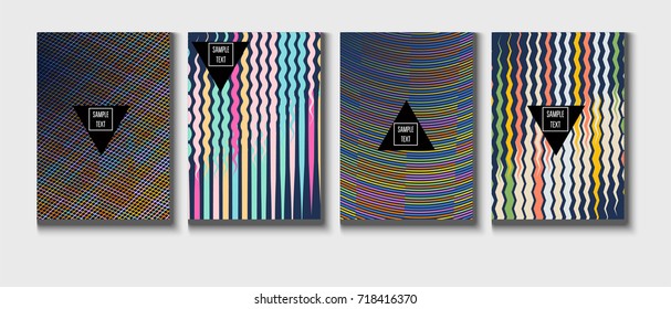 Minimal vector covers set. Gradient glow poster template, geometric halftone banner. Futuristic neon gradient glitch background, minimal covers abstract shapes, hipster pattern. Modern A4 cover design