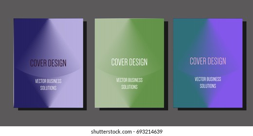 Minimal vector covers set. Modern A4 cover design. Gradient glow poster template, geometric halftone banner. Futuristic neon gradient glitch background with abstract shapes, hipster pattern.