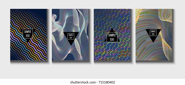 Minimal vector covers set. Modern A4 cover design. Gradient glow poster template, geometric halftone banner. Futuristic neon gradient glitch background, minimal covers abstract shapes, hipster pattern