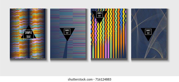 Minimal vector covers set. Modern A4 cover design. Gradient glow poster template, geometric halftone banner. Futuristic neon gradient glitch background, minimal covers abstract shapes, hipster pattern