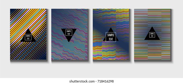 Minimal vector covers set. Modern A4 cover design. Gradient glow poster template, geometric halftone banner. Futuristic neon gradient glitch background, minimal covers abstract shapes, hipster pattern