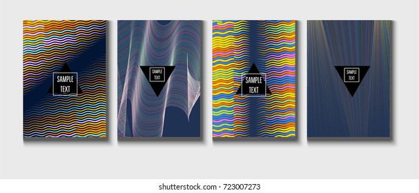 Minimal vector covers set. Modern A4 cover design. Gradient glow poster template, geometric halftone banner. Futuristic neon gradient glitch background, minimal covers abstract shapes, hipster pattern