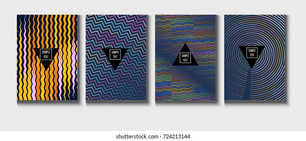 Minimal vector covers set. Modern A4 cover design. Gradient glow poster template, geometric halftone banner. Futuristic neon gradient glitch background, minimal covers abstract shapes, hipster pattern