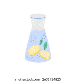 Minimal vector design of a chilled lemon drink in a stylish bottle. Great for juice branding, natural product visuals, and refreshing summer content