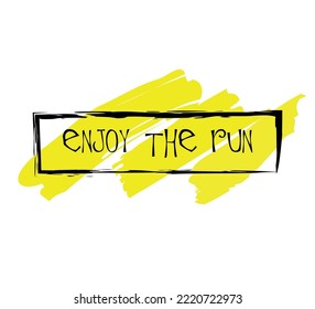 diseño vectorial mínimo con slogan de carrera y trazos amarillos sobre fondo blanco