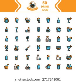 Diseño de conjunto de iconos de bebida de Vector mínimo