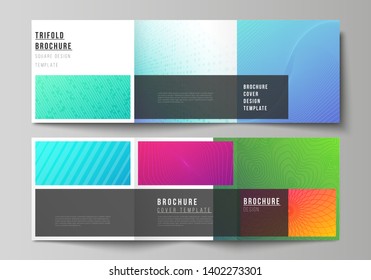 The minimal vector editable layout of square format covers design templates for trifold brochure, flyer, magazine. Abstract geometric pattern with colorful gradient business background.