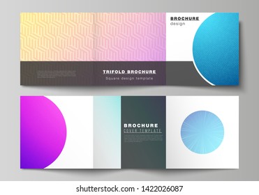 The minimal vector editable layout of square format covers design templates for trifold brochure, flyer, magazine. Abstract geometric pattern with colorful gradient business background.