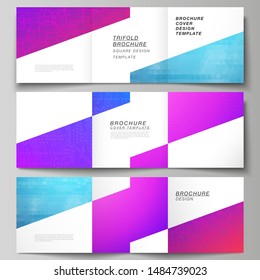 The minimal vector editable layout of square format covers design templates for trifold brochure, flyer, magazine. Abstract geometric pattern with colorful gradient business background.