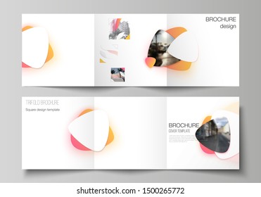 The minimal vector editable layout of square format covers design templates for trifold brochure, flyer, magazine. Yellow color gradient abstract dynamic shapes, colorful geometric template design.