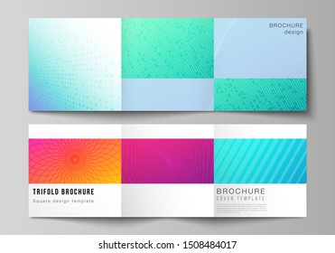 The minimal vector editable layout of square format covers design templates for trifold brochure, flyer, magazine. Abstract geometric pattern with colorful gradient business background.