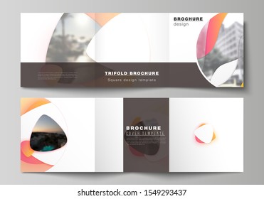 The minimal vector editable layout of square format covers design templates for trifold brochure, flyer, magazine. Yellow color gradient abstract dynamic shapes, colorful geometric template design.