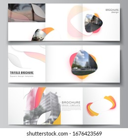 The minimal vector editable layout of square format covers design templates for trifold brochure, flyer, magazine. Yellow color gradient abstract dynamic shapes, colorful geometric template design.