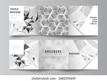 Minimal vector editable layout of square format covers design templates for trifold brochure, flyer, magazine. Abstract geometric triangle design background using different triangular style patterns.