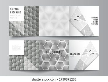 Minimal vector editable layout of square format covers design templates for trifold brochure, flyer, magazine. Abstract geometric triangle design background using different triangular style patterns.