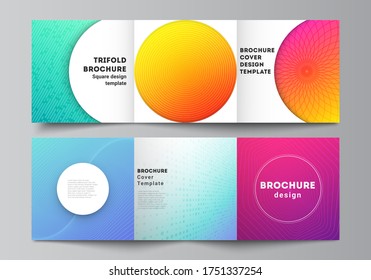 The minimal vector editable layout of square format covers design templates for trifold brochure, flyer, magazine. Abstract geometric pattern with colorful gradient business background