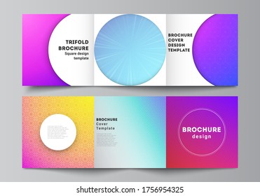 The minimal vector editable layout of square format covers design templates for trifold brochure, flyer, magazine. Abstract geometric pattern with colorful gradient business background.