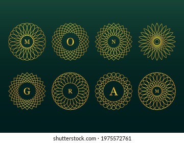 Minimal vector emblems for company logotype, beauty, fashion industry. Trendy elegant thin line illustrations. Geometric icons set, art deco logo design templates collection. Editable strokes.
