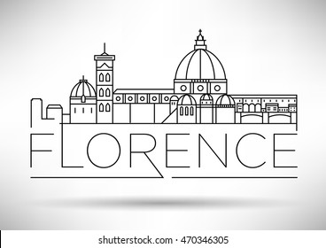 Minimal Vector Florence City Linear Skyline with Typographic Design