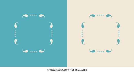 Minimal vector frame. Flat claws and dotes illustration. For product pack, infographics, label, seafood menu design. Place for text or drawing. Isolated. 