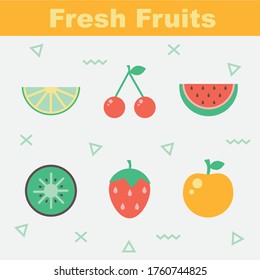 Minimal Vector fruits icon set