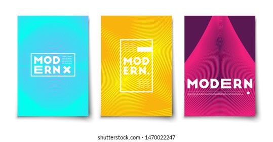 Minimal vector geometric abstract elements texture covers design set mockup. Line figures with  halftone gradients