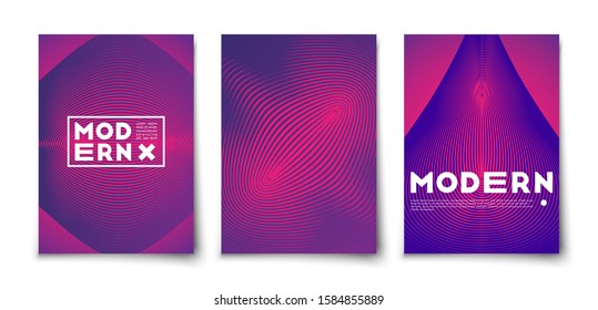 Minimal vector geometric abstract elements texture covers design set mockup. Line figures with  halftone gradients