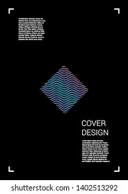 Minimal Vector Geometric Cover Design with Gradient and Abstract Lines and Figures for your Business. Placard Design with Hologram, Gradient Effect for Electronic Festival.
