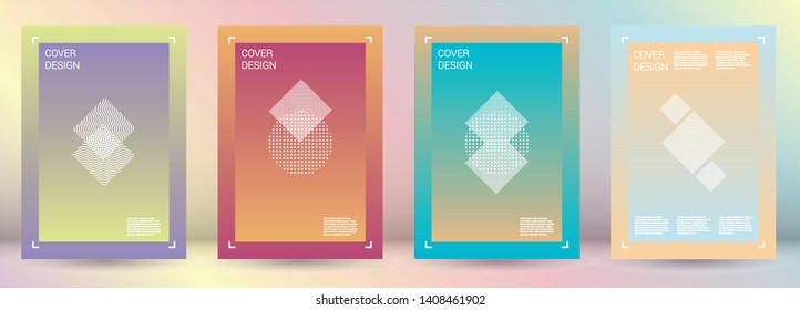 Minimal Vector Geometric Cover Design with Gradient and Abstract Lines and Figures for your Business. Poster Design with Hologram, Gradient Effect for Music Festival