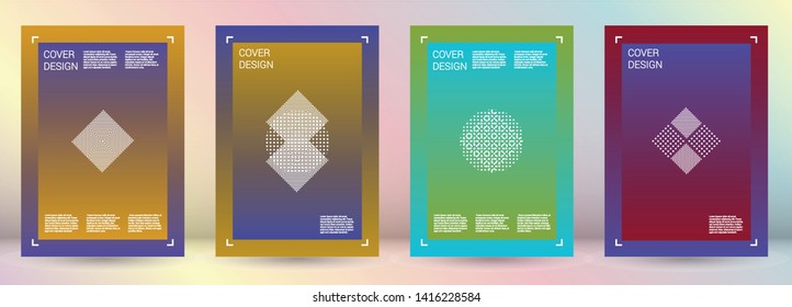 Minimal Vector Geometric Cover Design with Gradient and Abstract Lines and Figures for your Business. Cover Design with Hologram, Gradient Effect for Branding.