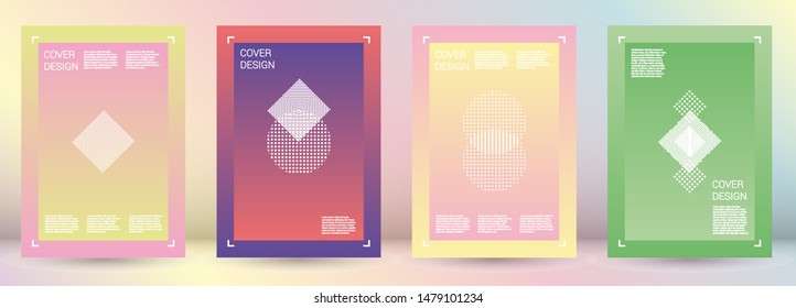 Minimal Vector Geometric Cover Design with Gradient and Abstract Lines and Figures for your Business. Leaflet Design with Hologram, Gradient Effect for Presentation.