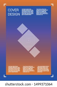 Minimal Vector Geometric Cover Design with Gradient and Abstract Lines and Figures for your Business. Catalog Design with Hologram, Gradient Effect for Dj Party.