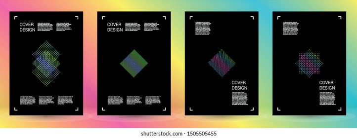 Minimal Vector Geometric Cover Design with Gradient and Abstract Lines and Figures for your Business. Catalog Design with Hologram, Gradient Effect for Presentation.