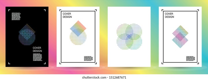 Minimal Vector Geometric Cover Design with Gradient and Abstract Lines and Figures for your Business. Page Design with Hologram, Gradient Effect for Annual Report.