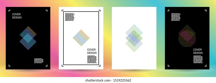 Minimal Vector Geometric Cover Design with Gradient and Abstract Lines and Figures for your Business. Mockup Design with Hologram, Gradient Effect for Music Festival