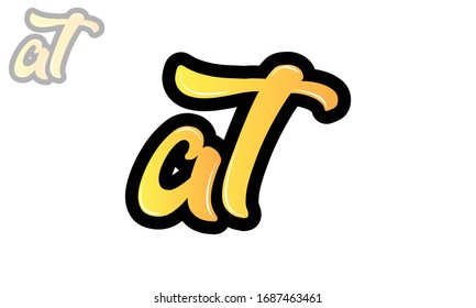 AT Minimal vector graphic alphabet symbol. Letter TA logo.
